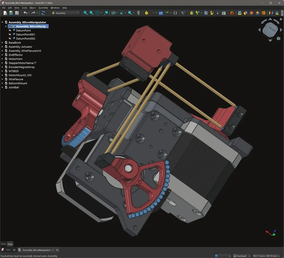 Forged in FreeCAD: XYZ Micro Manipulator for Sub Micron Motion Control - FreeCAD News